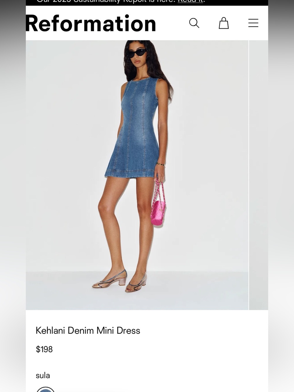 WORN ONCE Reformation Sleeveless Denim A-Line Dress - Blue, Size 6